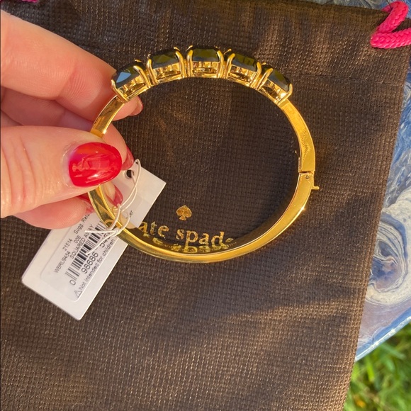 Kate Spade NY Squared Away Hinge Bangle Black NWT - Picture 2 of 9